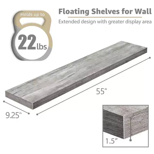 Set da 3 Mensole Galleggianti da Parete da 140 cm - per Bagno, Decorazione Murale per Camera da Letto, Cucina, Soggiorno, Contenitore per Libri