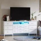 70 Inch Long Dresser with 13 Drawers, TV Stand for 65-80 Inch TV with Charging Station, Fabric Storage Organizer for Bedroom & Living Room