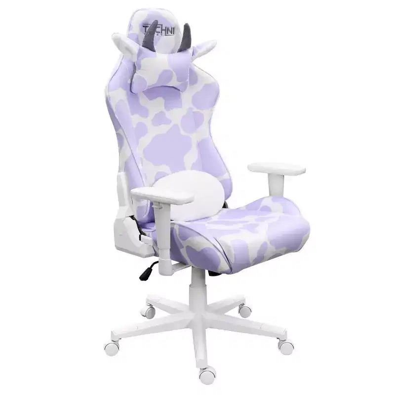 Sedia da gaming serie COW con stampa lavanda