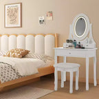 Mobile toeletta con specchio da trucco a LED, sgabello imbottito, 3 modalità di illuminazione e 3 cassetti: perfetto per la camera da letto.