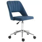 Modern Mid Back Office Chair with Velvet Fabric, Swivel Computer Armless Desk Chair with Hollow Back Design for Home Office