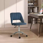 Sedia da ufficio moderna con schienale medio in velluto, sedia da scrivania girevole senza braccioli con design a schienale cavo per l'home office
