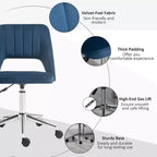 Sedia da ufficio moderna con schienale medio in velluto, sedia da scrivania girevole senza braccioli con design a schienale cavo per l'home office