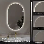 Specchio da bagno ovale moderno Lark 48 con LED anti-appannamento e modalità di illuminazione regolabili