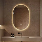 Specchio da bagno ovale moderno Lark 48 con LED anti-appannamento e modalità di illuminazione regolabili