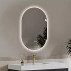 Specchio da bagno ovale moderno Lark 48 con LED anti-appannamento e modalità di illuminazione regolabili