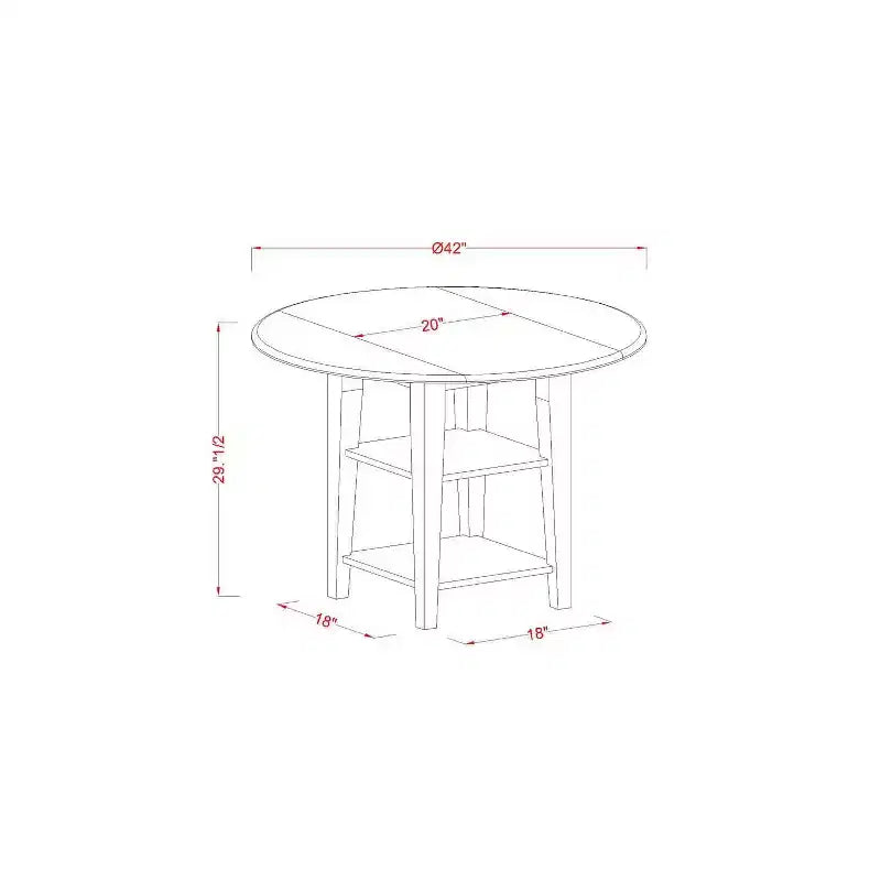 Set da pranzo da 5 pezzi in legno massello con finitura lino bianco - piano rotondo con alette a scomparsa - 4 posti