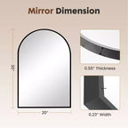 Specchio da bagno a parete 20x30 pollici, specchio da parete ad arco con cornice in metallo per bagno, camera da letto