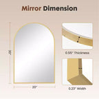 Specchio da bagno a parete 20x30 pollici, specchio da parete ad arco con cornice in metallo per bagno, camera da letto