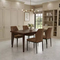 Homy Casa Set of 4 Modern Faux Leather Dining Chairs with Metal Legs, Padded Seat, Brown