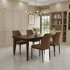Homy Casa Set of 4 Modern Faux Leather Dining Chairs with Metal Legs, Padded Seat, Brown