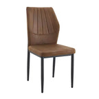 Sedie da pranzo moderne in similpelle con gambe in metallo, seduta imbottita, marroni