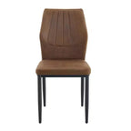 Sedie da pranzo moderne in similpelle con gambe in metallo, seduta imbottita, marroni