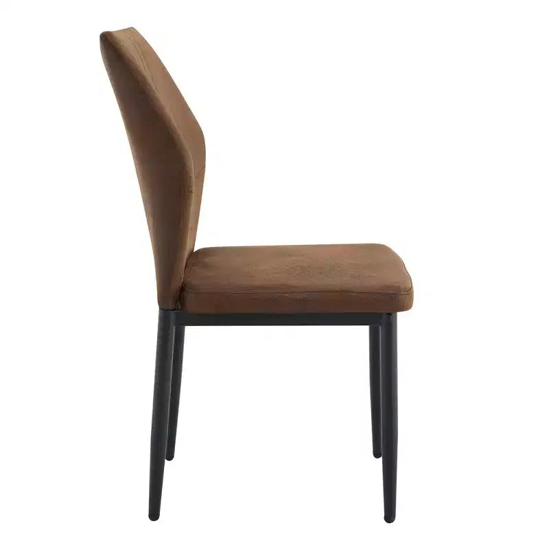 Sedie da pranzo moderne in similpelle con gambe in metallo, seduta imbottita, marroni