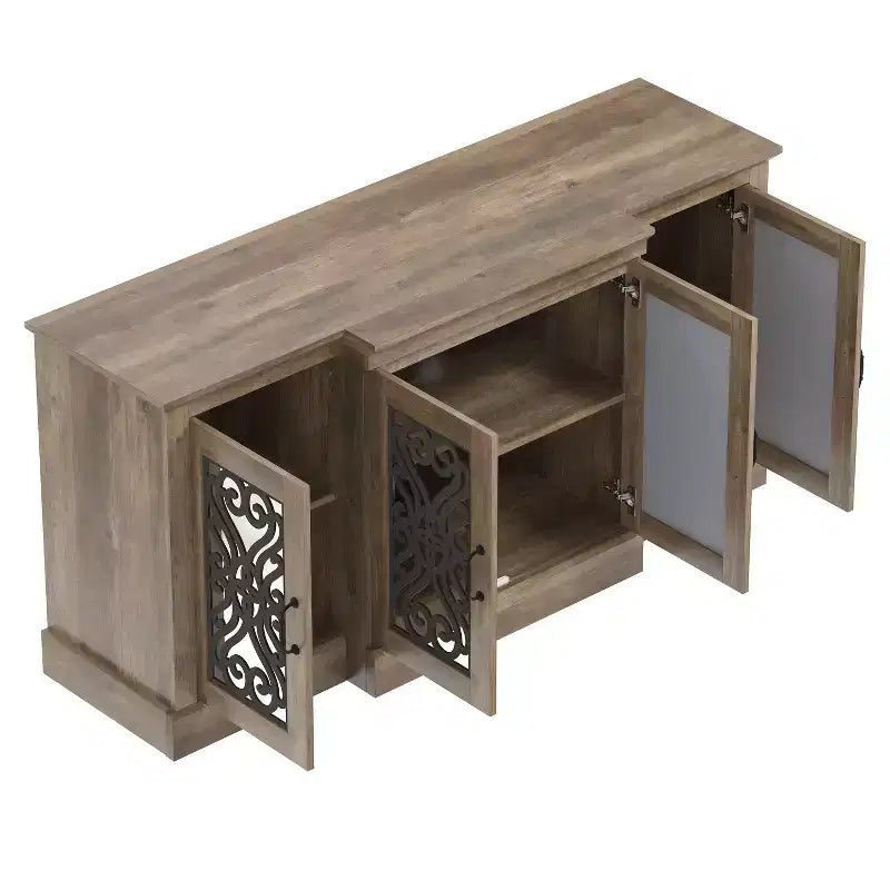 Credenza a 4 ante con vano a giorno a specchio 60,4 L 18,2 P 29,3 H