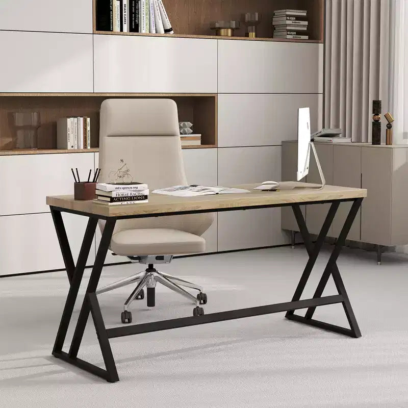 Scrivania da ufficio grande 59" con struttura in metallo resistente, stile industriale