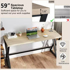 Scrivania da ufficio grande 59" con struttura in metallo resistente, stile industriale