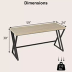 Scrivania da ufficio grande 59" con struttura in metallo resistente, stile industriale
