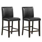 Costway Set of 2 Bar Stools PVC Leather Counter Height Chairs for Kitchen Island Black
