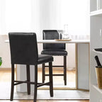 Set di 2 sgabelli da bar in pelle PVC, altezza bancone per isola cucina, neri