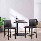 Set di 2 sgabelli da bar in pelle PVC, altezza bancone per isola cucina, neri