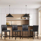 Set di 2 sgabelli da bar in pelle PVC, altezza bancone per isola cucina, neri