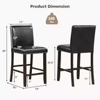 Set di 2 sgabelli da bar in pelle PVC, altezza bancone per isola cucina, neri