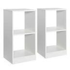 Costway 2 PCS Bookshelf 2-Tier Open Wood Display Organizer Set Vinyl Record Cube Storage