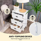Tavolino Comodino per Camera da Letto con 3 Cassetti e Scorrimento in Legno Bianco
