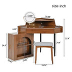 Scrivania angolare con specchio, set toeletta moderna con sgabello e armadietto, toletta in legno con cassetti per camera da letto e bagno