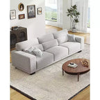 89 Comfy 3 Seater Sofa, 3 Seater Couch for Living Room, Supportive with Thickened Cushion, Removable & Washable Covers, Cotton-Linen Couches, Grey