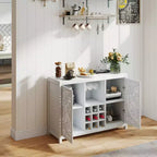 Mobile Bar con 2 Ante, Mobile Contenitore a Buffet in MDF per Liquori con Portabottiglie e Porta Bicchieri per Soggiorno, Sala da Pranzo, Cucina, Bianco