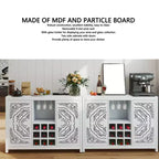 Mobile Bar con 2 Ante, Mobile Contenitore a Buffet in MDF per Liquori con Portabottiglie e Porta Bicchieri per Soggiorno, Sala da Pranzo, Cucina, Bianco