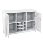 Mobile Bar con 2 Ante, Mobile Contenitore a Buffet in MDF per Liquori con Portabottiglie e Porta Bicchieri per Soggiorno, Sala da Pranzo, Cucina, Bianco