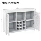 Mobile Bar con 2 Ante, Mobile Contenitore a Buffet in MDF per Liquori con Portabottiglie e Porta Bicchieri per Soggiorno, Sala da Pranzo, Cucina, Bianco