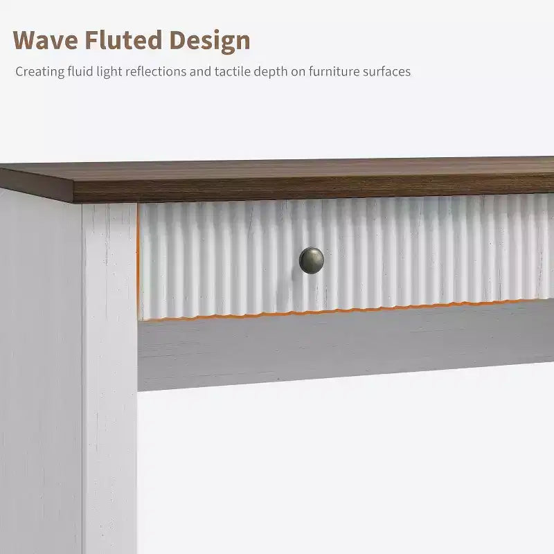 Scrivania direzionale moderna da 54'' con mobiletto contenitore e cassetto C marrone, scrivania scanalata per computer per ufficio, studio, soggiorno