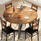 Acekool 43 Inch Round Dining Table Set for 4, 5 Piece Kitchen Table and Upholstered Chair Set, Space Saving