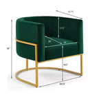 Poltroncina in velluto con cuscino, piedini in metallo dorato, schienale curvo, sedia da trucco imbottita, poltrona relax per casa