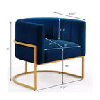 Poltroncina in velluto con cuscino, piedini in metallo dorato, schienale curvo, sedia da trucco imbottita, poltrona relax per casa
