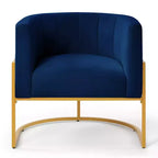 Poltroncina in velluto con cuscino, piedini in metallo dorato, schienale curvo, sedia da trucco imbottita, poltrona relax per casa