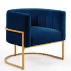 Poltroncina in velluto con cuscino, piedini in metallo dorato, schienale curvo, sedia da trucco imbottita, poltrona relax per casa