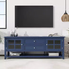 Mobile TV di metà secolo con 2 ante in vetro e 2 cassetti, mobile porta TV minimalista per televisori fino a 60", consolle robusta per soggiorno e camera da letto