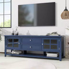 Mobile TV di metà secolo con 2 ante in vetro e 2 cassetti, mobile porta TV minimalista per televisori fino a 60", consolle robusta per soggiorno e camera da letto