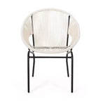 Sedie da Giardino 2 Pezzi, Sedie da Esterno in Rattan con Gambe in Metallo, Sedie da Pranzo da Patio con Schienale Intrecciato per Cortile, Giardino, Balcone