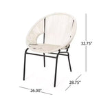 Sedie da Giardino 2 Pezzi, Sedie da Esterno in Rattan con Gambe in Metallo, Sedie da Pranzo da Patio con Schienale Intrecciato per Cortile, Giardino, Balcone