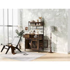 31.5 Inch Dog Crate Furniture with Drawers & Charging Station, Double Door Indoor Kennel with Storage, Rustic Brown