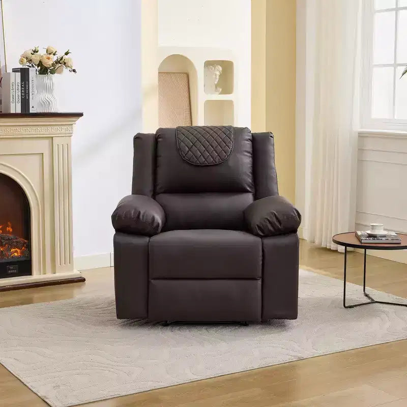 Poltrona reclinabile massaggiante oversize per adulti, divano singolo riscaldato in pelle PU con vibrazione e calore, tasca laterale, divano reclinabile (marrone)