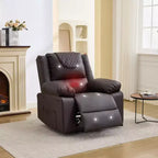 Poltrona reclinabile massaggiante oversize per adulti, divano singolo riscaldato in pelle PU con vibrazione e calore, tasca laterale, divano reclinabile (marrone)