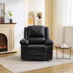 Poltrona reclinabile massaggiante oversize per adulti, divano singolo riscaldato in pelle PU con vibrazione e calore, tasca laterale, divano reclinabile (marrone)